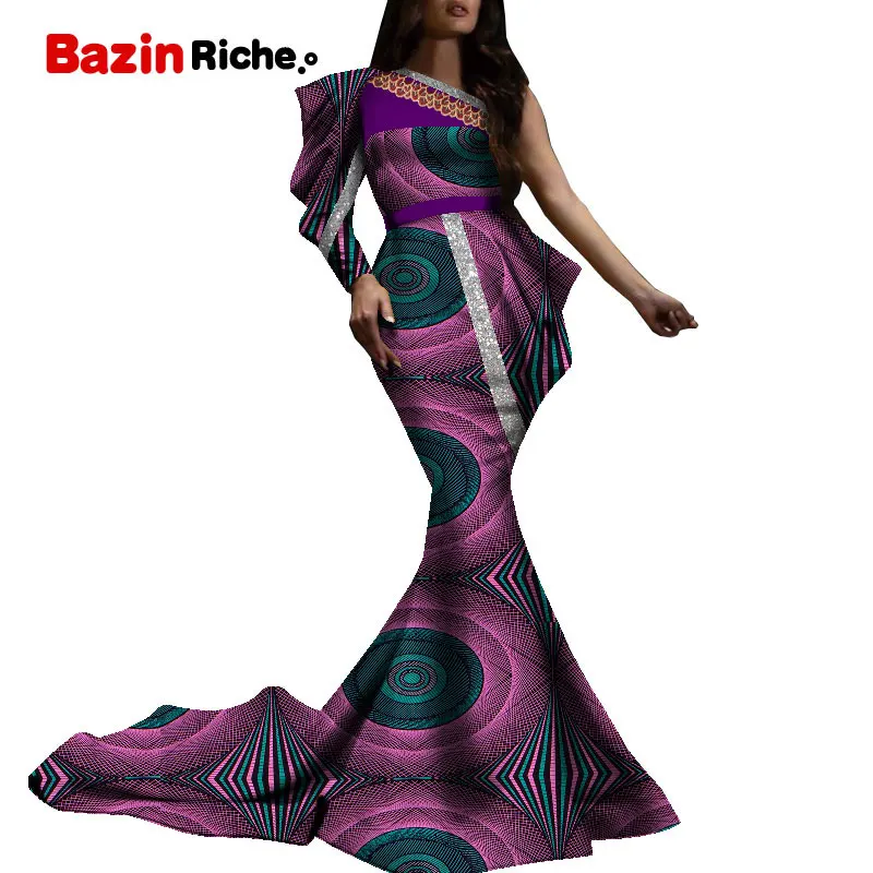 African Dress Women Conference Wedding Party Floor Length Patwork Special Date Dashiki Print Ankara Fashion Wear Clothing WY025