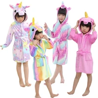 girls pyjamas nightgown unicorn cartoons hooded children bathrobes baby rainbow bath robe animal for boys kids sleepwear 5 10y
