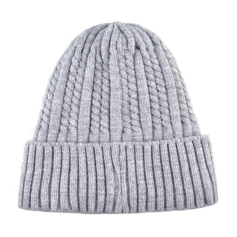 Сплошной цвет фуражки женский шерстяной вязаный skullies женская зимняя шапка