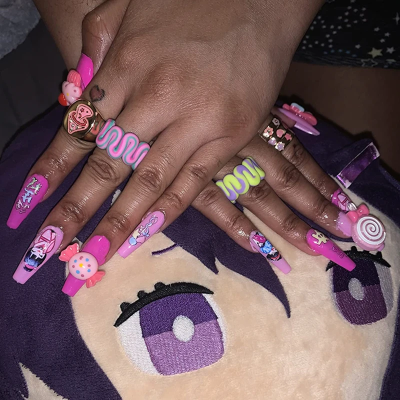 

100pcs One Box New DIY Kawaii Nail Charms Bear/ Cnady /Flower /Fruit Mix Shape 3D Nail Charm Decoration Accessories Supply