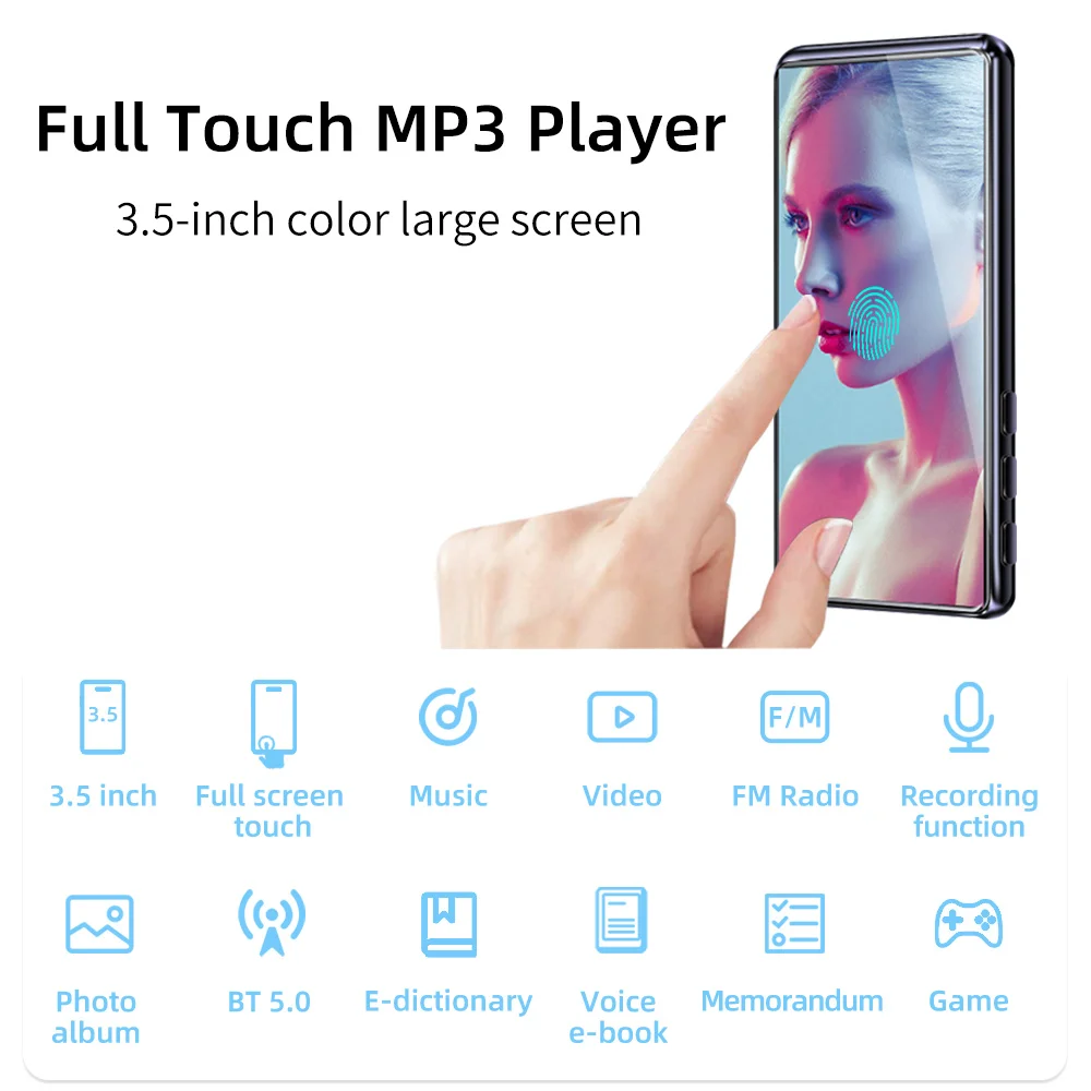 Deelife Bluetooth MP3 плеер и MP4 плееры с экраном FM радио Запись Встроенный 8 Гб динамик