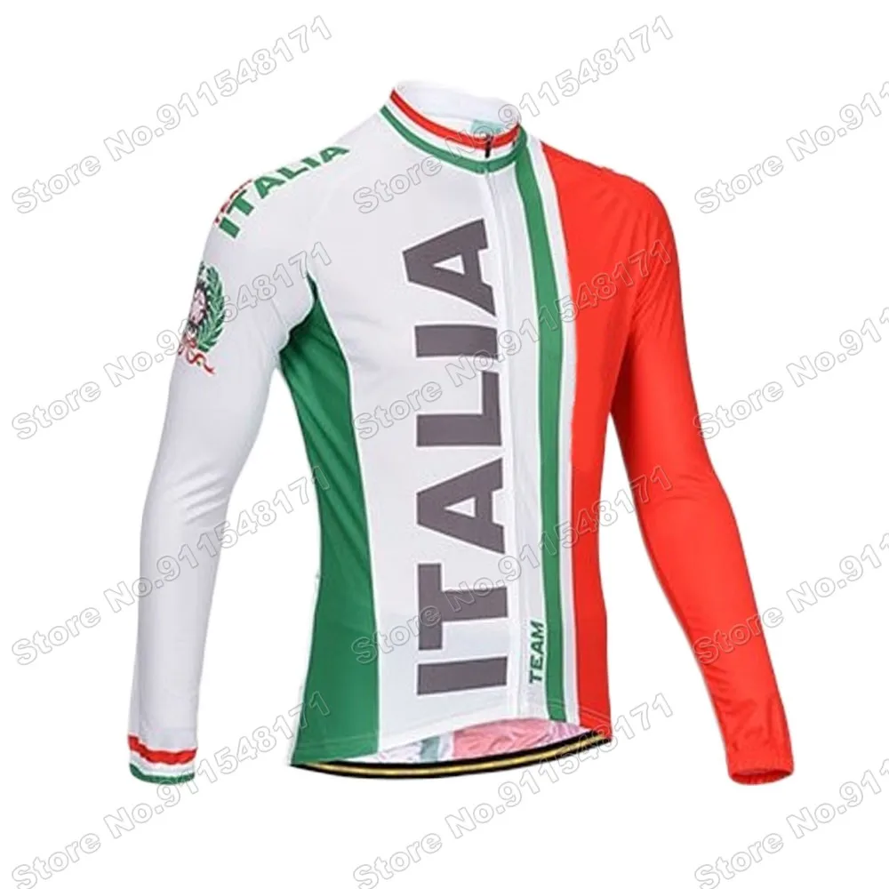 

2021 Team ITALIA Winter Cycling Jersey Long Sleeve Clothing Race Road Bike Shirts Bicycle Tops MTB Uniform Maillot