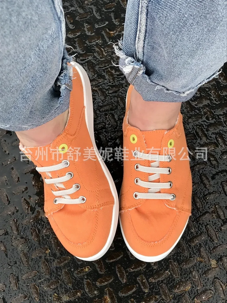 

Women's Canvas Solid Color Round Toe Flat Lace-up Comfortable Casual Shoes Fashion Trend Classic Youth Sweet College Shoes KF032