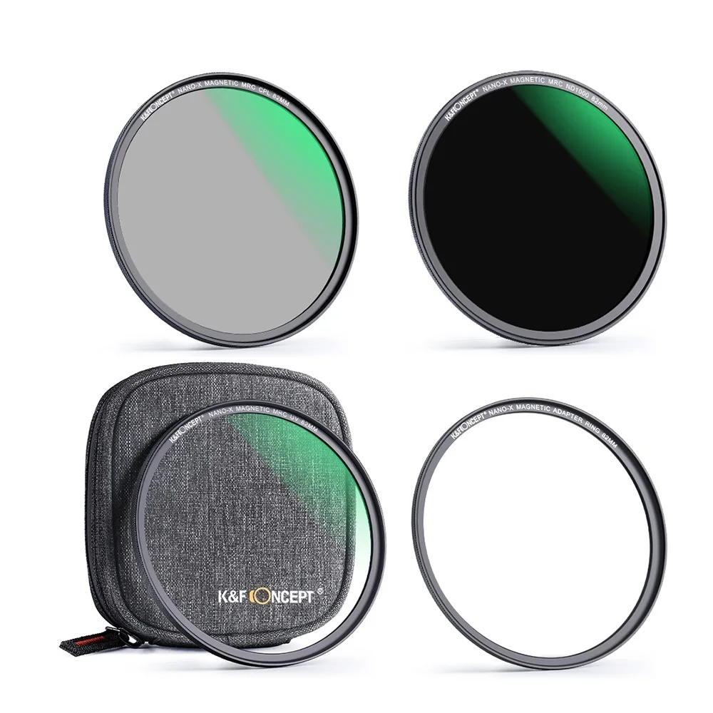 

Magnetic Filter Kit ND1000 MC UV CPL Ultra Slim filter Easy Install Camera Lens and Filter Pouch 52mm 58mm 62mm 67mm