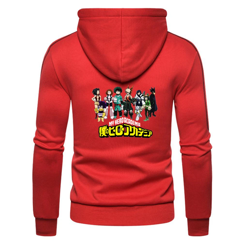 

New Mens Fashion Anime My Hero Academia Sport Comfortable Zipper Hoodie Fitness Solid Fleece Tops Male Cotton Sweatshirts