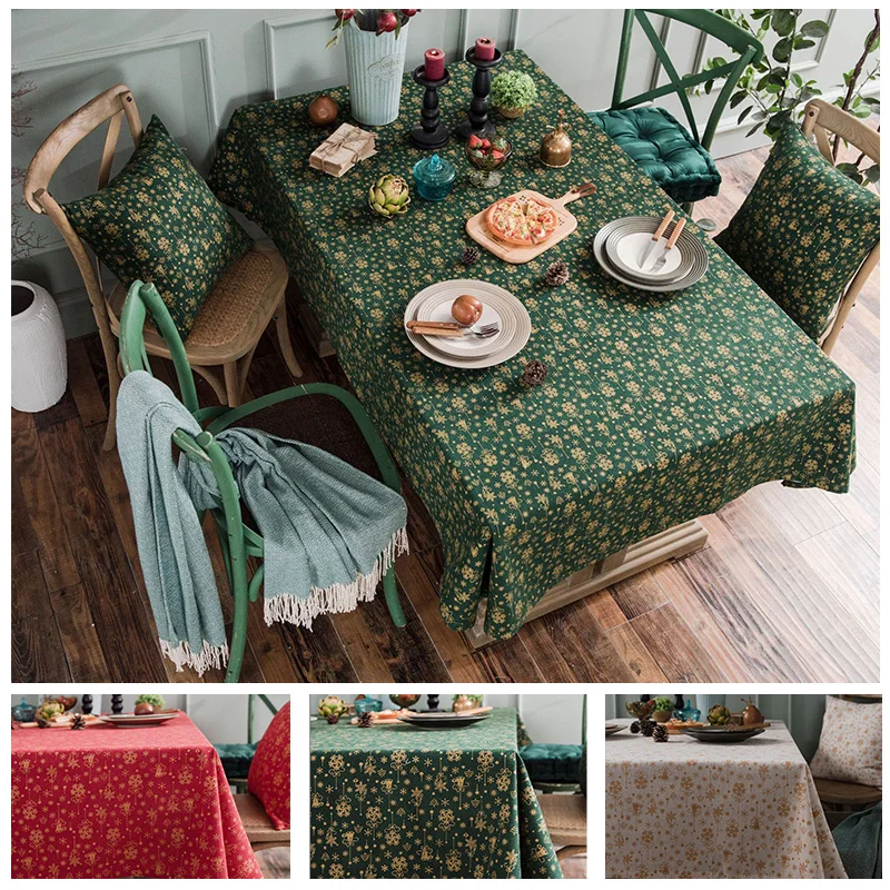 

Red Table Cloths for Rectangle Table Cover for Party Festival Wedding Table Decoration Home Flower Print Tableclothe 3 Colors