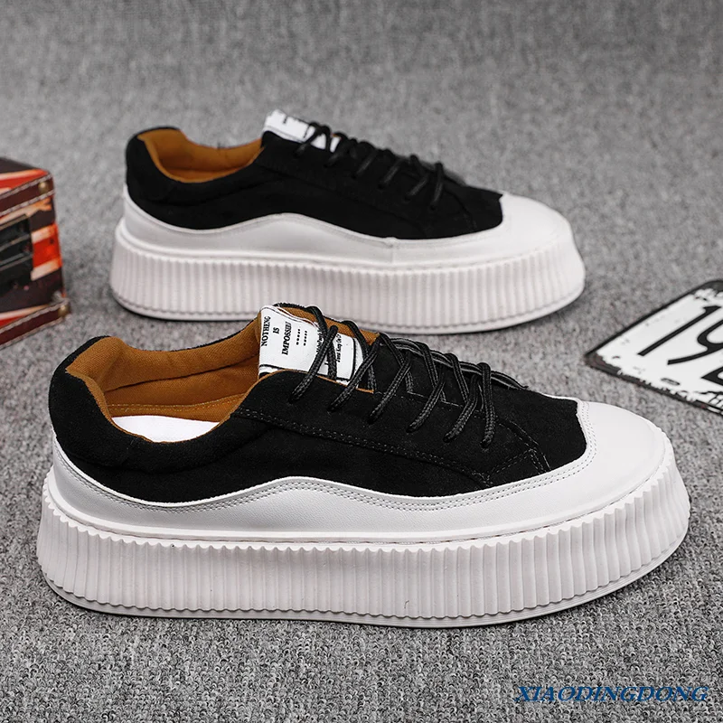 

New Summer Casual Shoes for Men Running Sneaker Student Fashion Board Shoes Leather Comfortable Black Platform Shoes Men