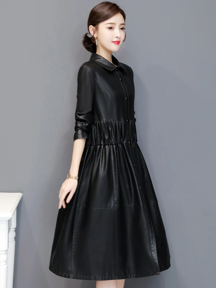 Lautaro Женские кожаные куртки и пальто Женская одежда больших размеров 4xl 5xl 6xl 7xl