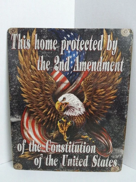 

Metal Sign Flag American Eagle This Home Protected By The 2 Nt Amendment