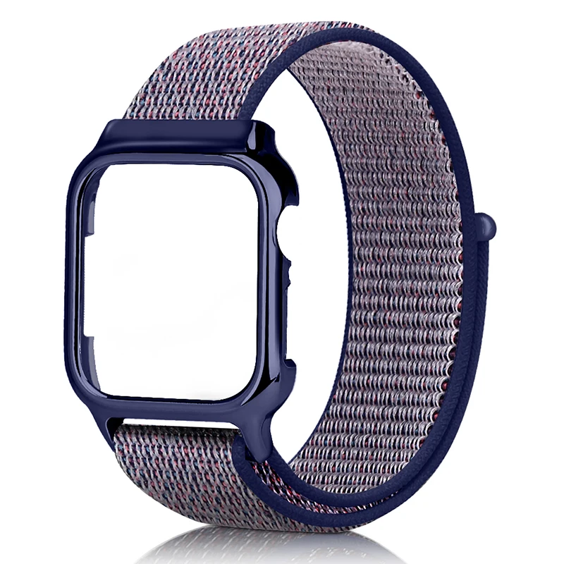 deeple blue Ремешок для Apple watch band 44 мм 40 мм correa iwatch series 5 4 sport нейлоновая петля+ чехол для Apple watch 4 5 аксессуары высокого качества - Цвет ремешка: deeple blue