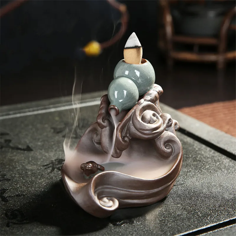 Керамическая курильница с бамбуковым плотом креативная водопадом подставка для