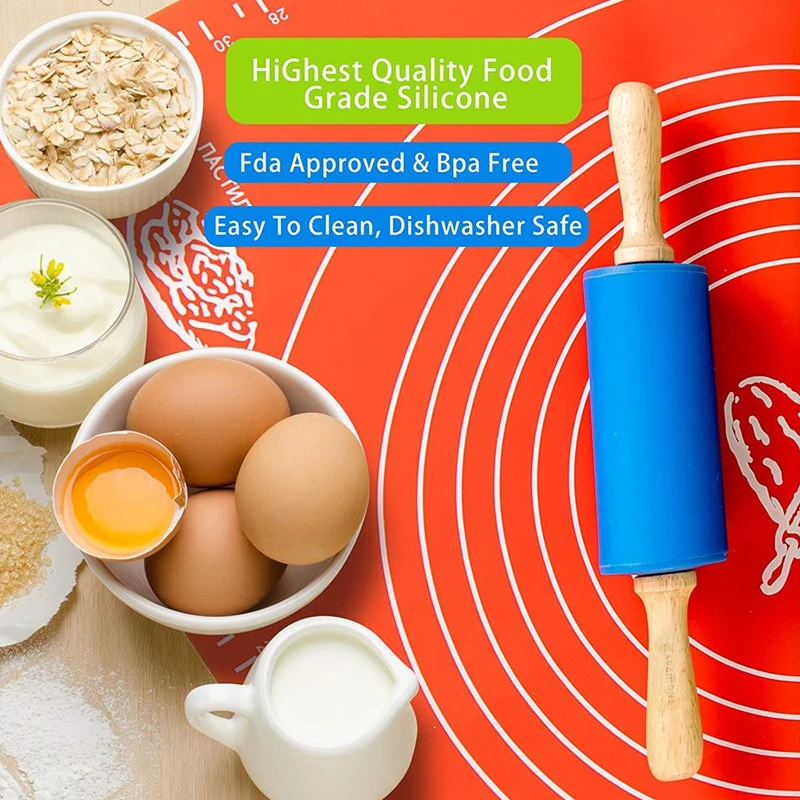 1 шт. антипригарная деревянная ручка булавка для теста муки силиконовая раскатка