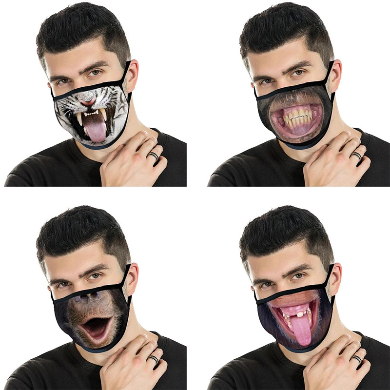 

Adult Halloween Face Mouth Masks Sunscreen Funny 3d Printed Washable Reusable Cloth Face Mask Adjustable Outdoor Mascarillas