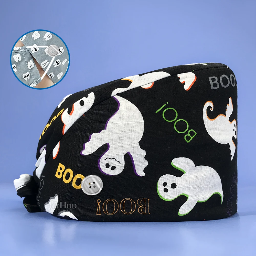 

Multi-color frosted cap printing breathable pet beautician work laboratory sweatabsorbent frosted cap sanitary dustproof workcap