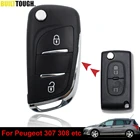 2 кнопки, автомобильный чехол для ключей с управлением, чехол для ключей, держатель для Peugeot 207 307 308 3008 5008 807, модификация, замена автомобиля