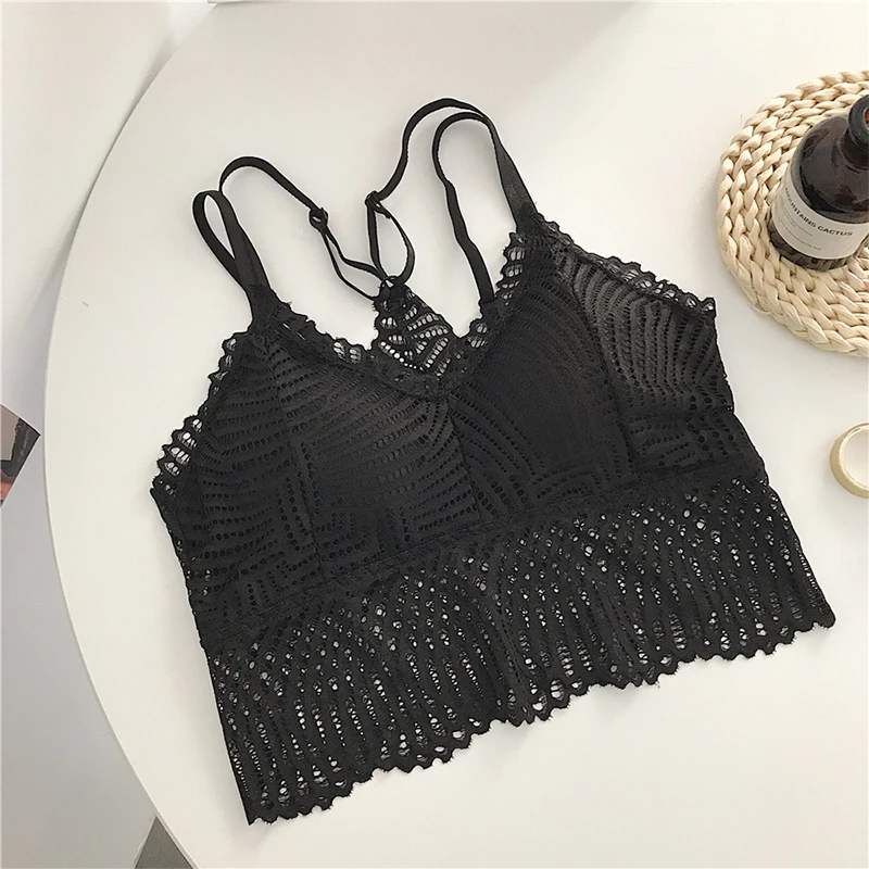 

Tube Top 2020 Women Fashion Underwear Solid Lace Strap Wrapped Female Crop Tops Woman Summer Chest Shirt Ladies Black White