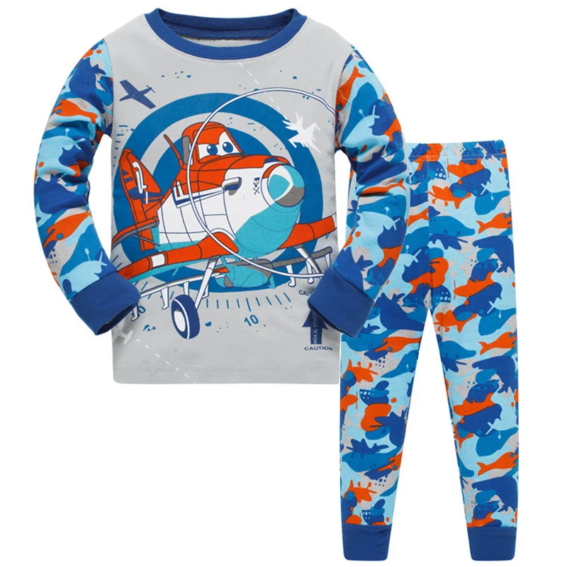 

Baby Boys Cartoon Helicopter Print Nightwear New Children Boys Sleepwear Kids Spring Autumn Pajamas Set Baby Infant Toddler