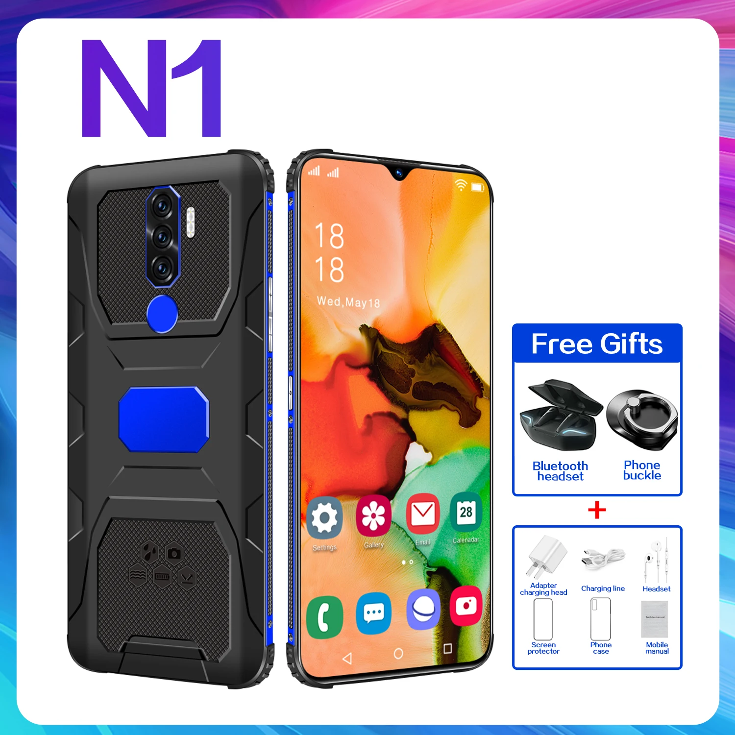 

N1 global 7.0 inch 4G smartphones Snapdragon 8GB 256GB baratos Face id 888 handset 32MP Front Camera 5G mobile phone