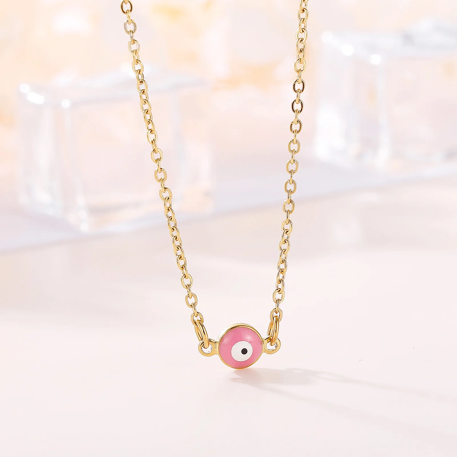 

Fashion Simple Evil Eye Necklace For Women Gold Stainless Steel Chain Choker Bohemian Style Jewelry Accessories