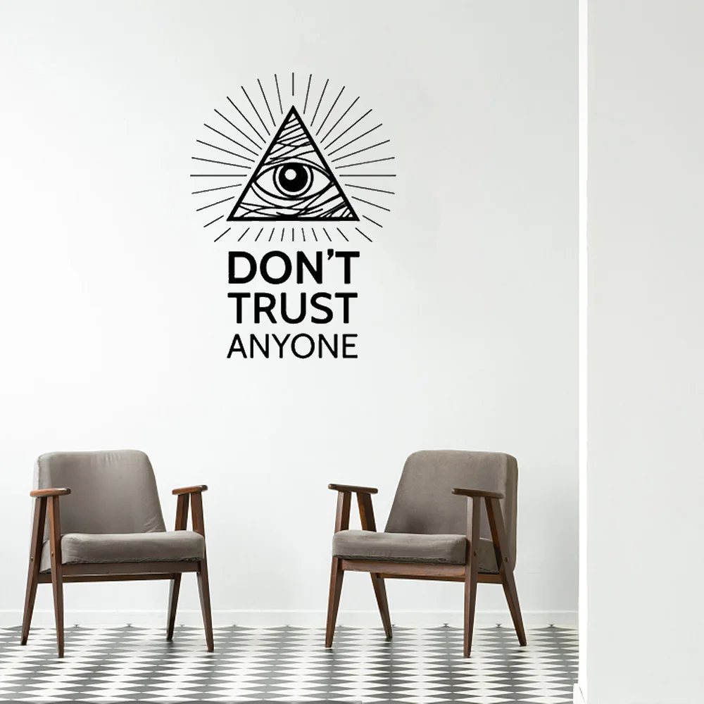 

Настенные стикеры в виде пирамидальных глаз Провиденс, не доверяйте никому, настенные наклейки с цитатой, домашний декор для гостиной, вини...