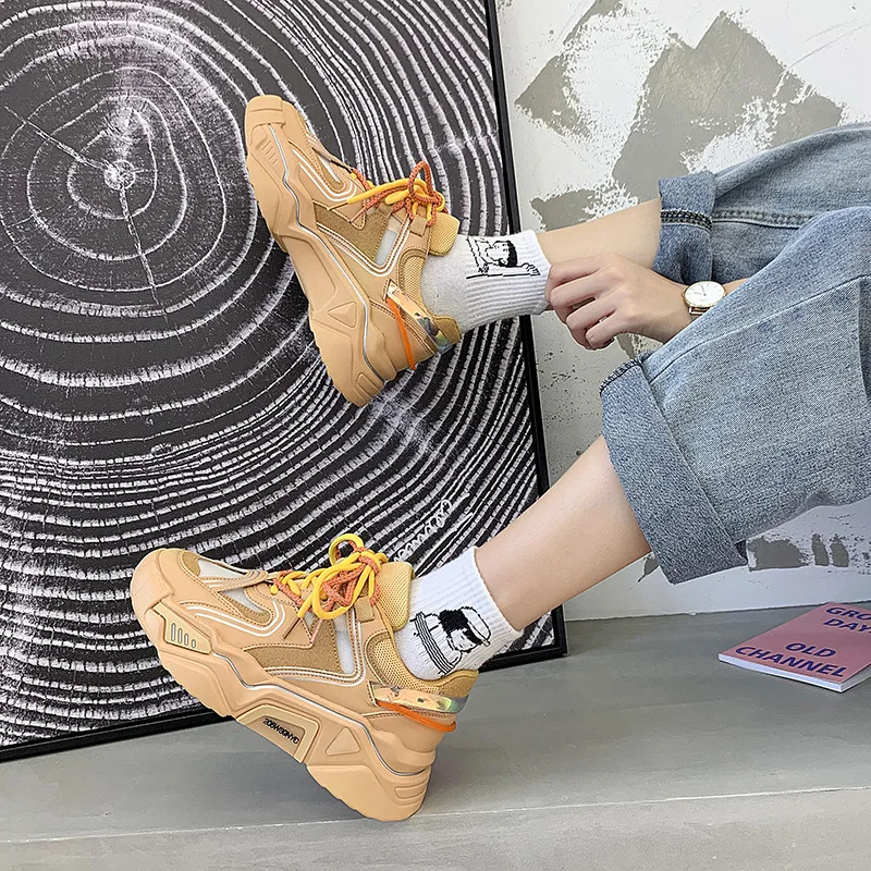

Jookrrix 2020 Women Summer Women Brand Comfortable Chunky Sneakers Lady Fashion Increased Wedges Thick Sole Shoes ZD2794
