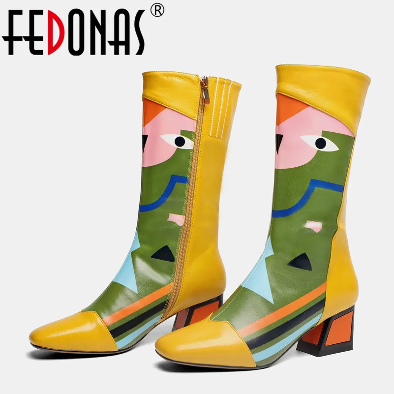 FEDONAS/2020 г. Новые модные зимние женские высокие сапоги из лакированной коровьей