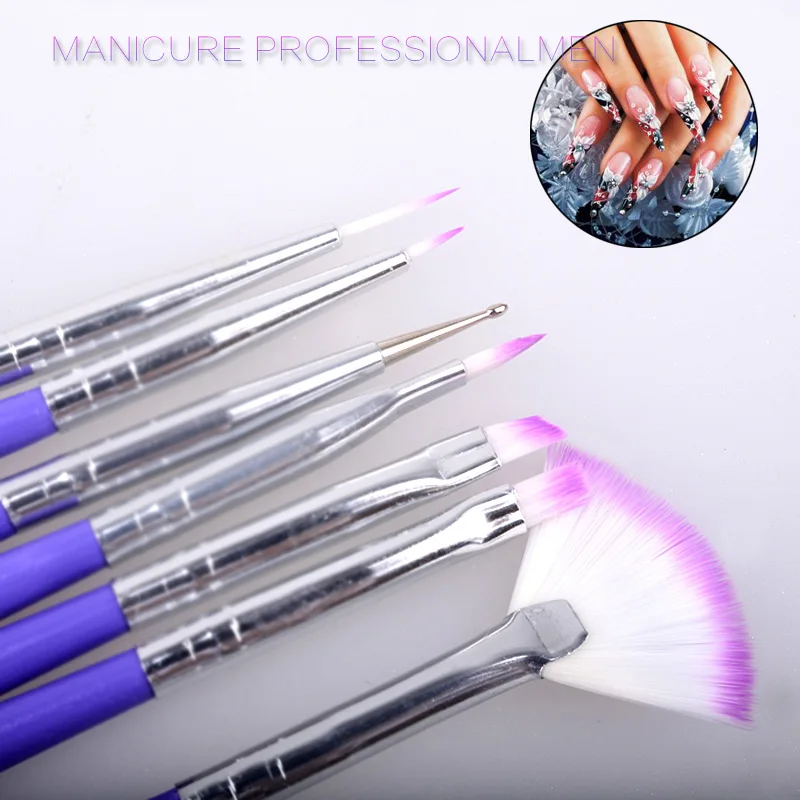 

7pcs/Set Purple Nail Art Design Brush DIY Painting Dotting Pen Manicure Tools