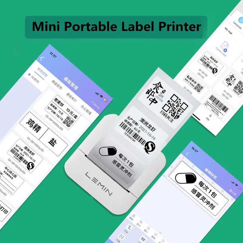 

DEWANG Portable Mini Thermal Label Printer 203dpi Printing Stickers Wireless Inkless Mini Pocket Bluetooth Notes Printer Papers