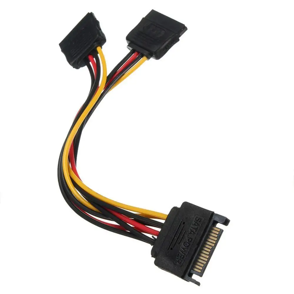 1 шт. высокое качество 90 градусов SATA 15 контактный штекер 2x15P Женский Y сплиттер