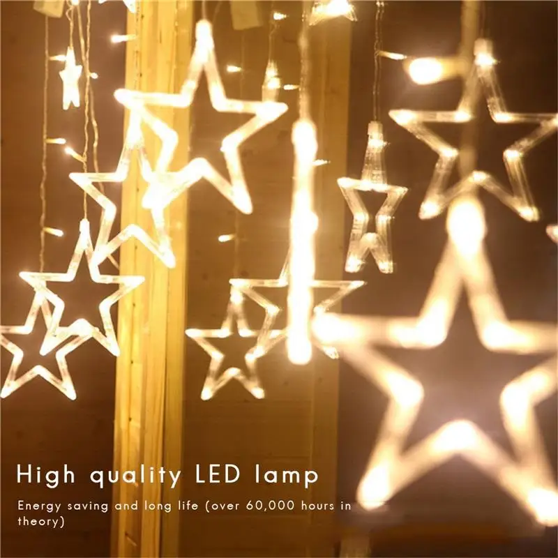 

138 LEDs Star String Light LED Fairy Lights Wedding Decorative Lamp Home Decoration For Garden Christmas Window Curtain