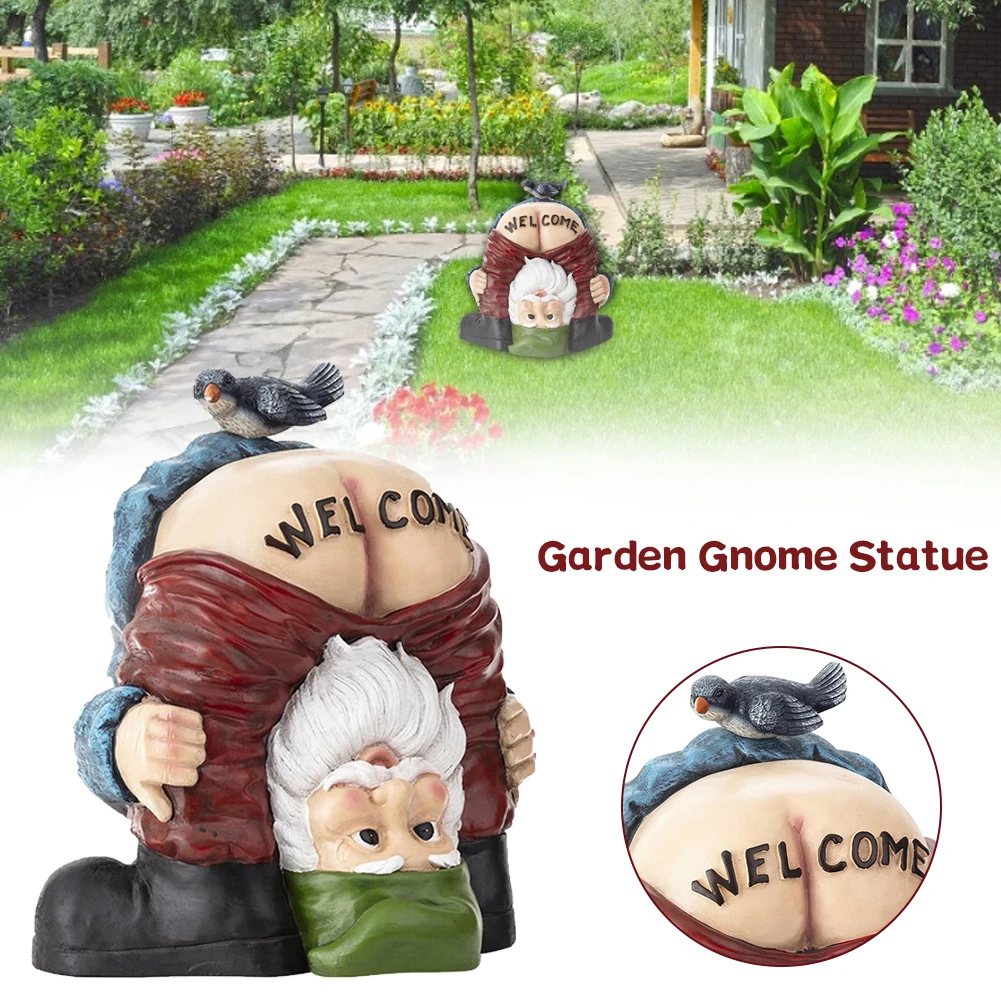 

Ornament Decoration For Garden Yard Lawn Tool Funny Dwarf Buttock Garden Gnome Statue Welcome Sign Sculpture Resin Miniature Elf