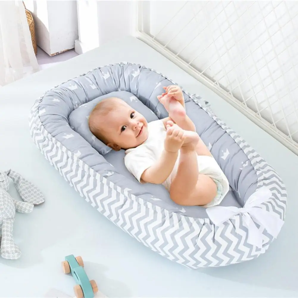 

Baby Nest Bed With Pillow Portable Crib Travel Bed Removable Cotton Cradle For Newborn Baby Lounger Bassinet Bumper