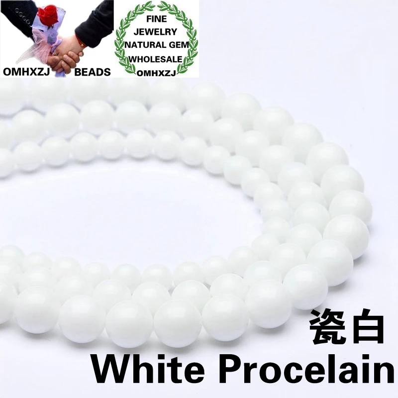 

OMHXZJ Wholesale ZB99 46810 12mm DIY Bracelet Necklace Jewelry Making Accessories Natural Stone Fine White Procelain Round Beads