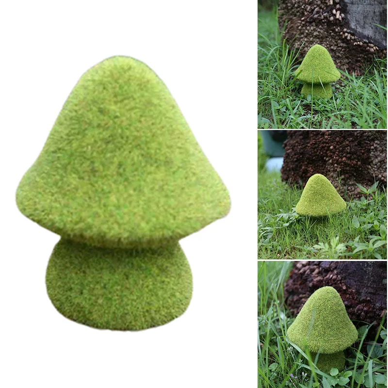 

Flocking Resin Mushroom Ornament Creative Green Plants Decoration for Garden Balcony Courtyard B99