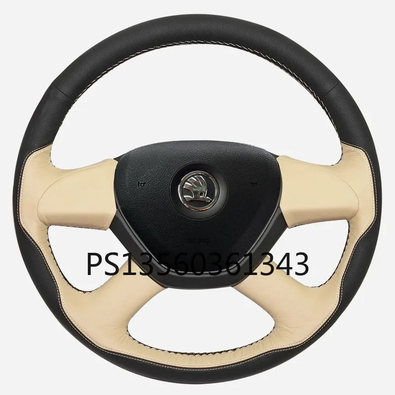 

DIY hand-stitched steering wheel cover fit for Skoda Octavia Rapid Superb Fabia Kamiq Karoqe leather grip coverover