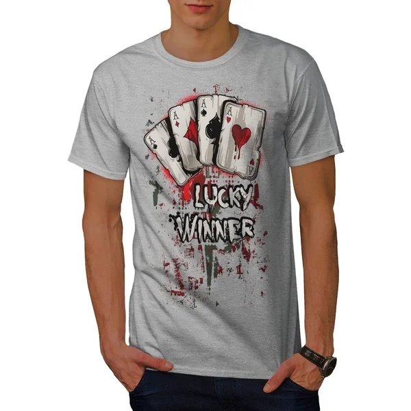 

Wellcoda Lucky Winner 4 Aces Mens T-shirt, Gamble Graphic Design Printed Tee