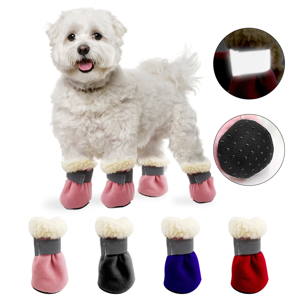 4 шт. Водонепроницаемые зимние ботинки для собак Носки Обувь домашних животных
