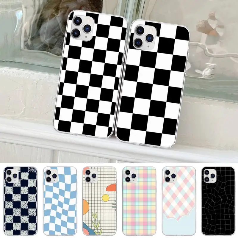 

Checkerboard Checkered Chess Board Bling Cute Phone Case For Samsung Galaxy A51 A71 S20 S10e S8 S7 S9 S10 Plus Transparent Cover