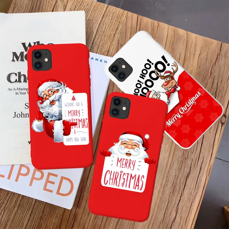 

Cartoon Merry Christmas Case For iPhone 12 11 Pro Max 7 8 6S Plus SE2020 Santa Claus For iPhone XR X XS Max Phone Case TPU Cover