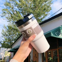 600 890ml creative fashion 304 stainless steel thermo cup travel coffee mug with lid straw car water bottle for gift