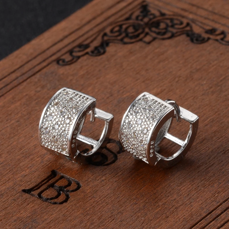 2020 New Luxury Silver Color Stud Earrings Women Bone Top Rhinestone CZ Jewelry for Girl Birthday Wholesale | Украшения и