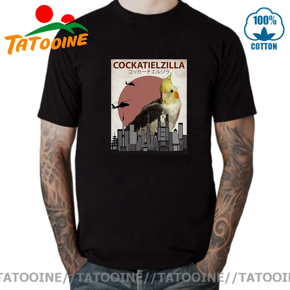 

Hot Sale Fashion Cockatielzilla Funny Cockatiel T-Shirt For Cockatoo Lovers Tee Men Funny T Shirts Harajuku Streetwear Tee shirt