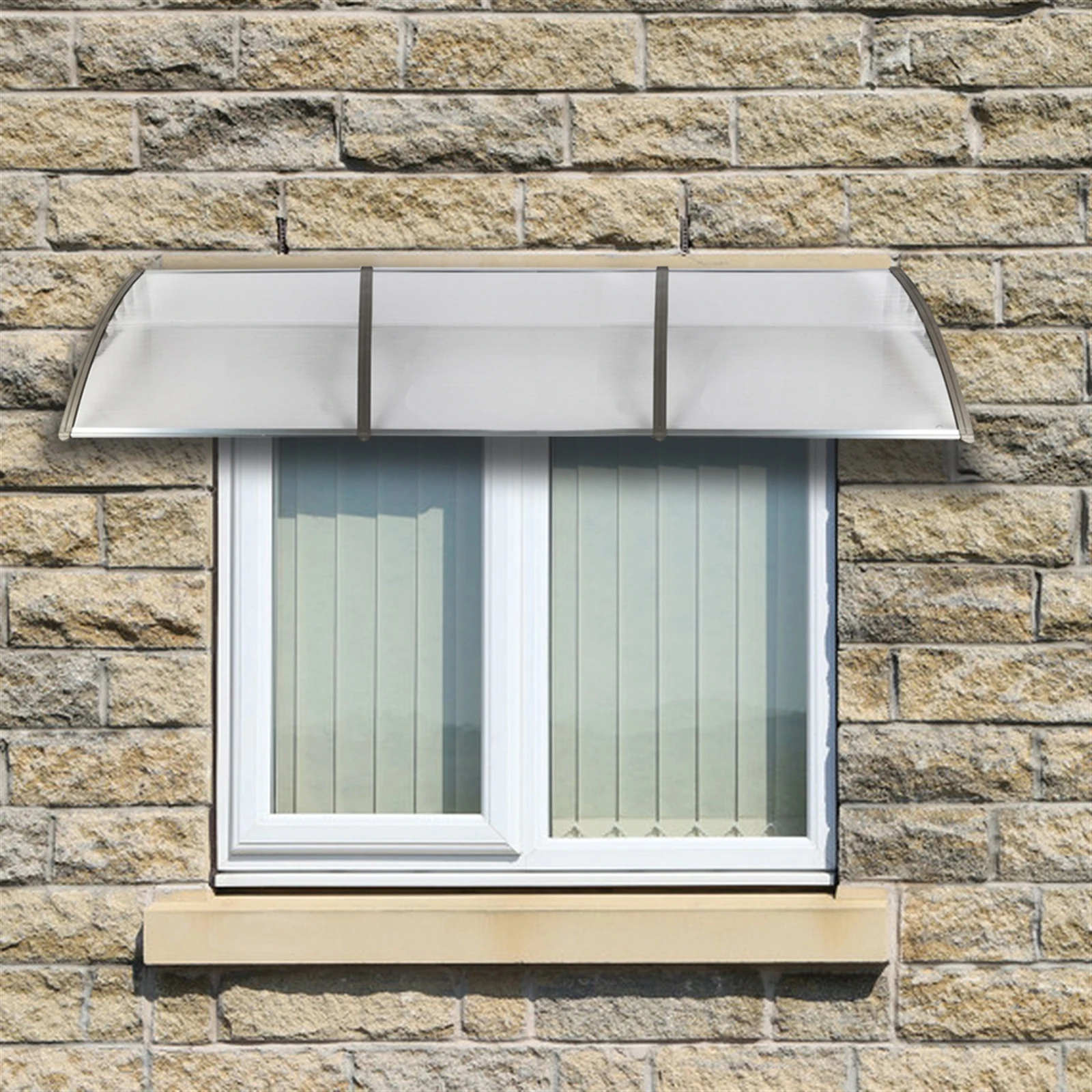 HT-300 x 100 Household Application Door & Window Rain Cover Eaves Transparent Board & Gray Holder/ Brown Board & Black Holder