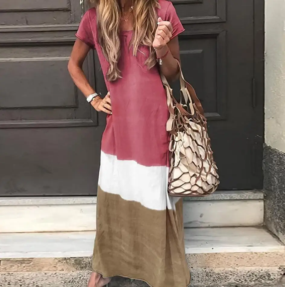 Женское платье макси повседневное винтажное пляжное большого размера из хлопка