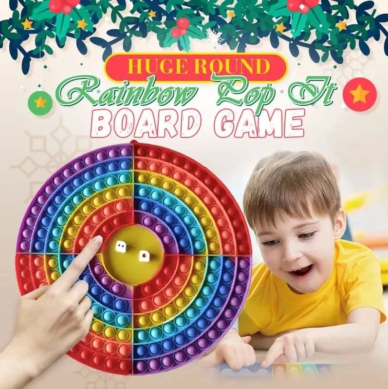 Juego de mesa Pop It de arco&iacute;ris para ni&ntilde;os, tablero de ajedrez de silicona pura, Burbuja de arco iris, juegos educativos para 4 jugadores-0