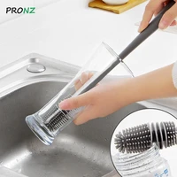 silicone brush cleaning long handle tool cup milk bottle drink wineglass bottle glass cup kitchen washing clean sponge brushes