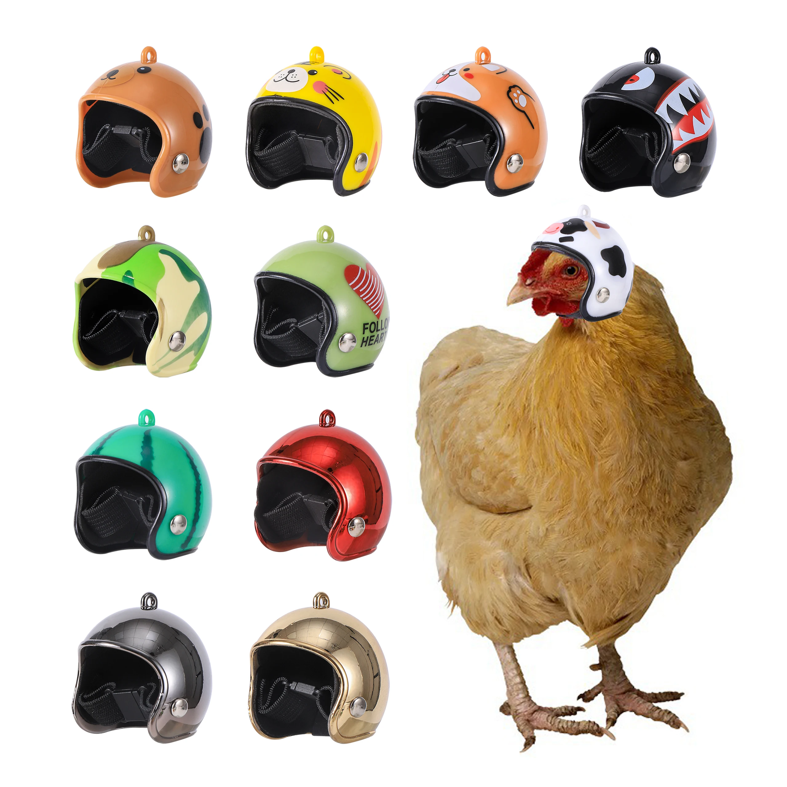 1Pc Chicken Helmet Small Pet Hard Hat Bird Quail Pigeon Hat Headgear Pet Bird Helmet DIY Cartoon Character Helmet Pet Supplies