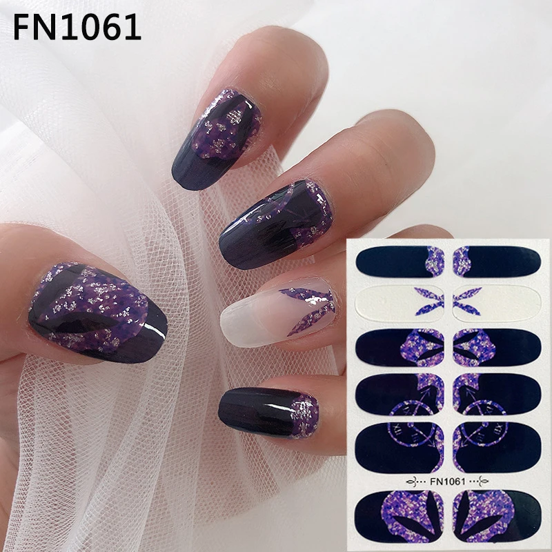 

New Design 14tips Full Cover Nail Sticker Stripes Valentine's Day Stickers for Nail Designs Wrap Paper Foil Tips Tattoo Manicure