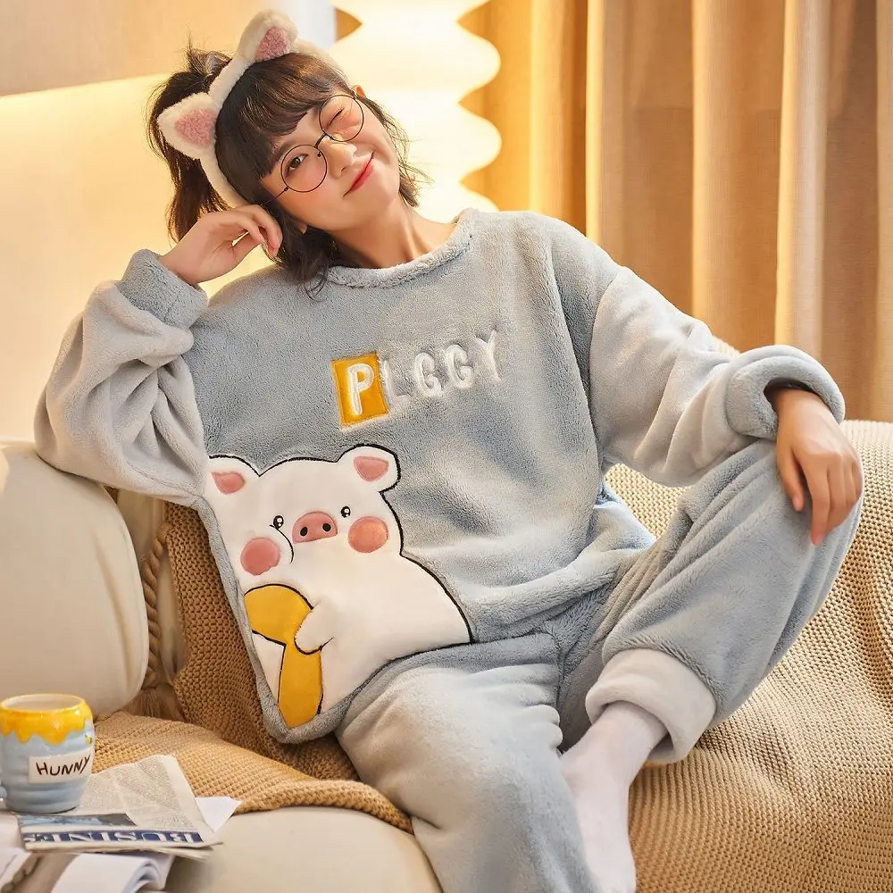 Women's Pajamas Winter Plus Size Loungewear Autumn Winter Clothing Girls Pajamas Student Nightgown Sleepwear Women Pajama Woman