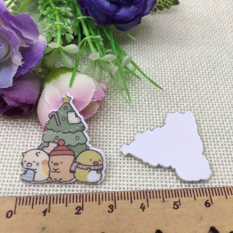 Темно-розовый 10 шт/лот японский мультфильм DIY милый девочка Праздничное оформление дома ремесла плоские пластмассовые резиновые аксессуары для волос ремесла - Цвет: Темно-розовый